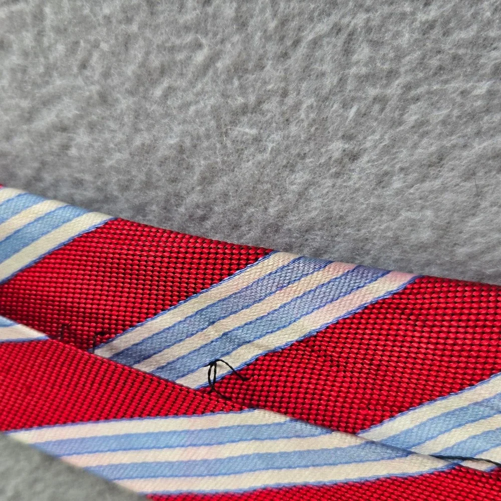 Brooks Brothers Necktie Mens OS Red Blue White Repp Stripe Silk Stain Resistant